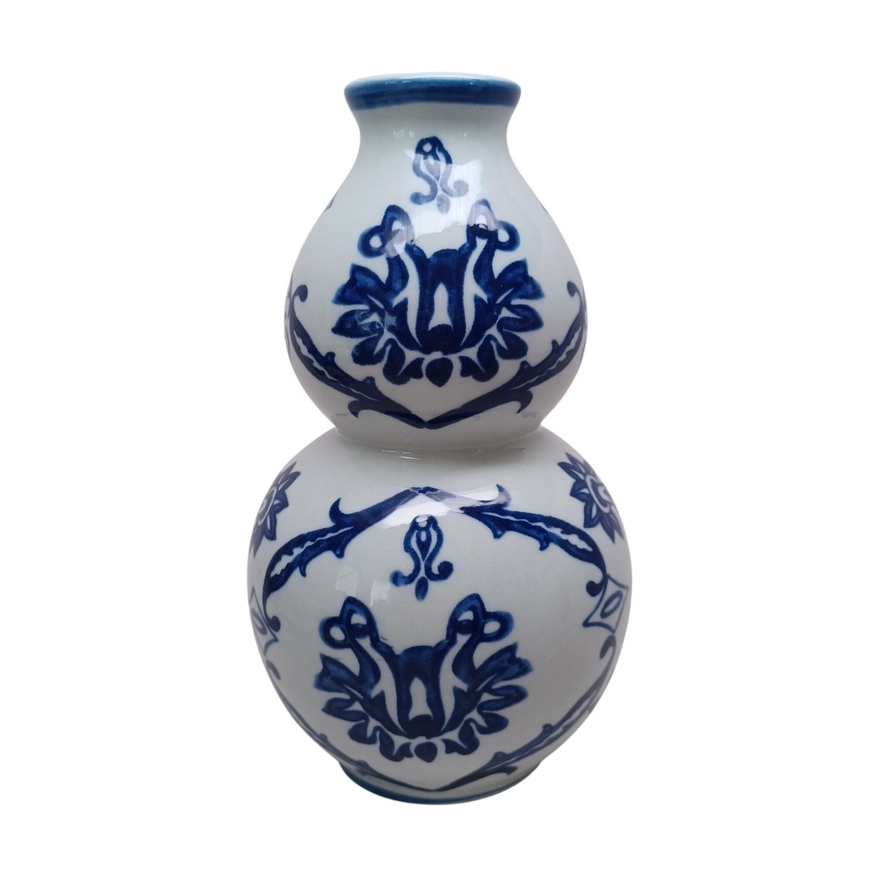 The Bombay Company Blue and White Porcelain Double Gourd Miniature Bud Vase
